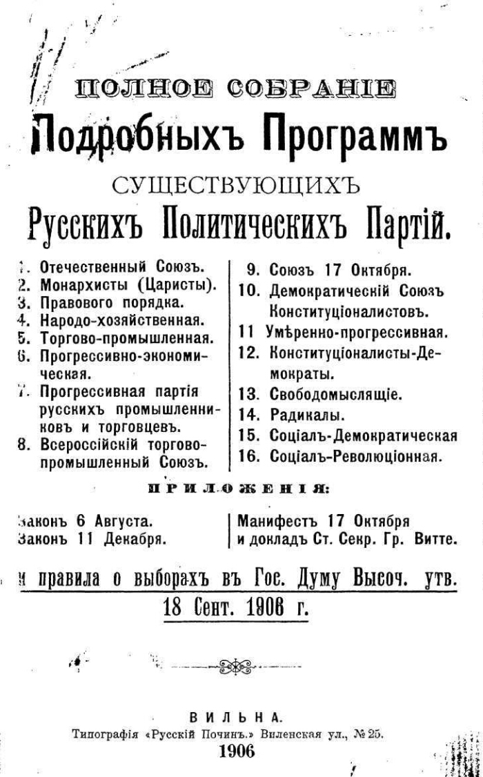 Реферат: Политические партии России в 1917 году