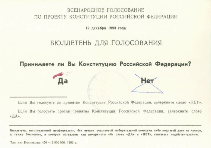 Итоги всенародного голосования по проекту конституции российской федерации 12 декабря 1993 года